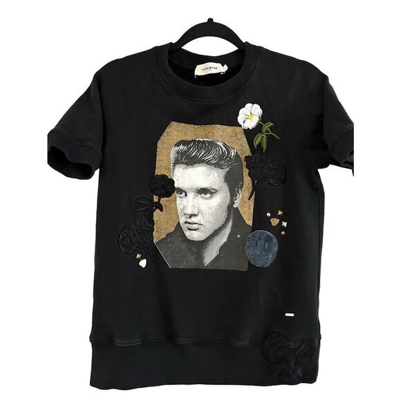 COACH X ELVIS Graphic Embroidered Studded Embellished Heavy-Tee- S/S Sweatshirt - Picture 1 of 6